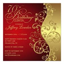 Birthday Party Invitation Card Design Red Gold 70th Birthday Party Invitation Zazzle Com 60th Birthday Invitations 90th Birthday Invitations 50th Birthday Invitations