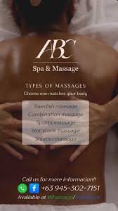 🌟 Find Your Perfect Massage at ABC Spa & Massage! 🌟, We’re excited to  introduce you to our range of massage therapies designed to help you relax,  recover, and rejuvenate! Whether you're looking for ...