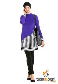 Likrali Tam Tesettur Mayo Zebra 27262 Mor Mayolar Mor Zebra