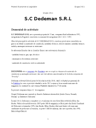 Calea republicii, bacău, românia categoria: Proiect Economie Si Legislatie S C Dedeman S R L