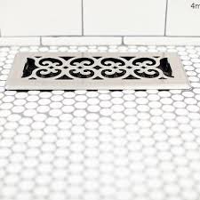 Cost effective wall tiles & hexagon floor. Mosaic Penny Tile Bathroom Floor Design Ideas