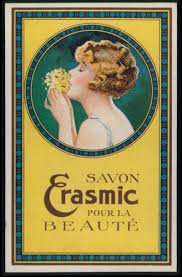 Art Deco Advertising Erasmic Soap Skin Care Original Old 1920s Poster Postcard Poster Art Deco Pubblicita