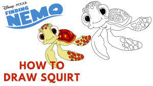 How To Draw Squirt The Turtle // Finding Nemo - Step-By-Step - Youtube