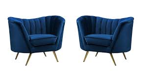 Find a comfortable seat for family and guests. Buy Meridian Margo 622 Accent Chair 2 Pcs In Navy Blue Velvet Online