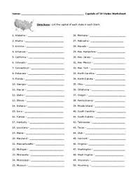 50 State Capitals Worksheet With Detailed Answer Key State Capitals Worksheet Worksheets Mini Lessons