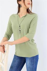 26 95 Tl Yesil Truvakar Kol Kolyeli Bluz 27792b Modamizbir 2020 Bluz Mankenler Giyim