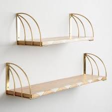 Wood And Marble Inlay Mix Match Wall Shelves Wall Shelves Art Deco Bedroom Gold Shelves