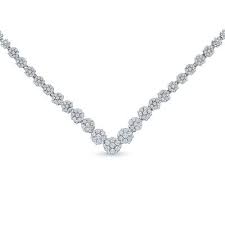 2 Ct T W Diamond Cluster Chevron Necklace In 14k White Gold Diamond Bar Necklace Chevron Necklace White Gold