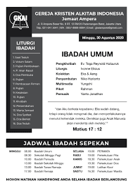 Selamat siang sobat yang dikasihi tuhan yesus kristus. Gkai Ampera Warta Jemaat 30 Agustus 2020 Facebook