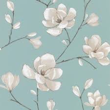 Designer Selection Magnolia Wallpaper Teal Cream Brown Designer Selection From I Love Wallpaper U Magnolia Wallpaper Grey Floral Wallpaper Teal Wallpaper