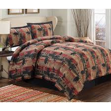 Find great deals on ebay for king comforter set full. 4 Piece Rustic Lodge Southwestern Bear Oversized King Comforter Bedding Set With Shams And Bedskirt Tan Red Black Walmart Com Walmart Com