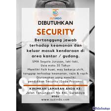 Lulusan sma smk d3 s1 semua jurusan lowongan bank bumn cpns terlengkap dan terupdate dari sumber yang terpercaya. Cari Lowongan Kerja Security Di Jakarta Pusat