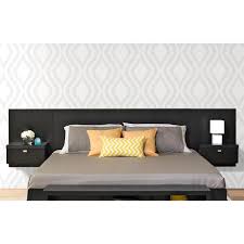 Monkeypod headboard and king platform bed with floating nightstands. Prepac Floating Headboard With Nightstands King Bed Size Black Bhhk 0520 2k Rona