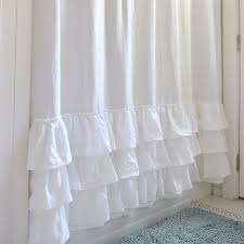 Bright White Triple Ruffle Shower Curtain Ruffle Shower Curtains Chic Bathrooms Shabby Chic Bedrooms