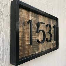 Rustic style address plaque/house number sign made with a mixture of barn wood/reclaimed wood and floating metal numbers. House Numbers Rustic Modern Address Sign Farmhouse Decor Etsy