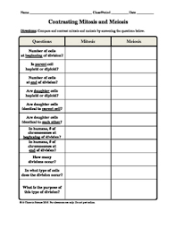 mitosis and meiosis comparison chart