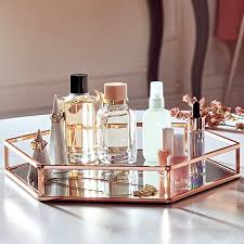 Copper Mirrored Tray Display Tray Perfume Tray Makeup Tray Mirrored Glass Tray Rose Gold In 2020 Perfume Tray Perfume Display Room Fragrances