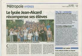 Abonnés feu de forêt sur la presqu'île de giens à hyères: Lycee Jean Aicard Article Du Journal Var Matin