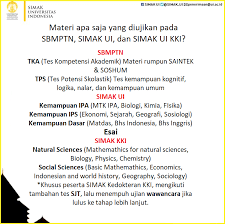 Simak ui atau seleksi masuk universitas indonesia adalah ujian seleksi terpadu yang diselenggarakan oleh universitas indonesia. Simak Ui Materi Apa Saja Yang Diujikan Pada Sbmptn Facebook