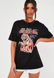 Black Fear Tiger Graphic Oversized T Shirt Missguided Shirt Design Inspiration Graphic Tee Outfits Girl Power Shirt