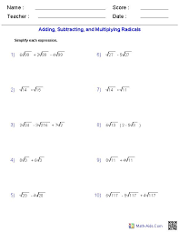 Algebra 2 Worksheets Radical Functions Worksheets Radical Expressions Algebra 2 Worksheets Algebra