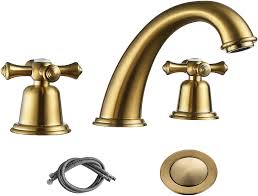 Maybe you would like to learn more about one of these? Rkf Solid Brass Two Handle Widespread Bathroom Sink Faucet With Metal Pop Up Drain With Overflow And Cupc Supply Hoses Cwf034 Bg Brushed Gold Amazon Com