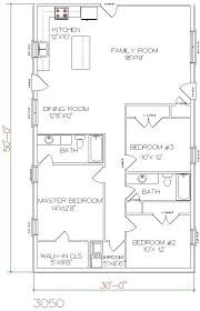 Barndominium Floor Plan 3 Bedroom 2 Bathroom 30x50 Barndominium Floor Plans House Floor Plans House Plans