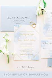 Gold Foil Watercolor Wedding Invitation Sample Oh My Designs By Steph Destination Wedding Invitations Blue Wedding Invitations Foil Wedding Invitations