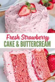 Frischer Erdbeerkuchen Von Grund Auf Neu Mit Erdbeerbuttercreme Gemacht Mit Sugar Geek Show Fresh Strawberry Cake Strawberry Cake Recipes Strawberry Recipes