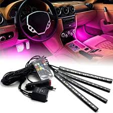 4pcs 48 Led Multicolor Music Car Interior Lights Under Dash Lighting Kit With Sound Active Function And Wireless Remote Control Youstar Light Com
