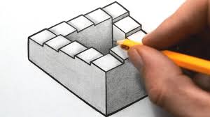 How To Draw A Penrose Staircase Illusion Art Geometric Drawing Optical Illusion Drawing