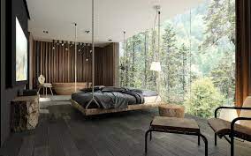 sypialnia zen podloga retro brushed line dab onyx interior design home home decor