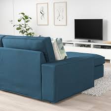 Kivik Sectional 4 Seat With Chaise Hillared Dark Blue Ikea In 2020 Ikea Kivik Kivik Sofa Deep Seating