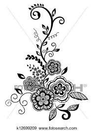 Black And White Clipart Images Of Flowers Beautiful Floral Element Black And White Flowers And Leaves Design Element With Imitation Guipure Embroidery Clip Art K12699209 Floral Embroidery Patterns Embroidery Flowers Black And White Flowers