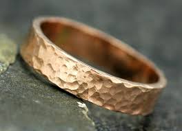 The perfect wedding band, details colour: Hammered Rose Gold Wedding Band For Grooms