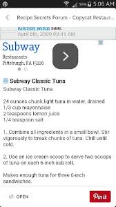 Calories in subway 6 inch tuna on wheat. Subway Tuna Subway Tuna Tuna Fish Recipes Fish Recipes