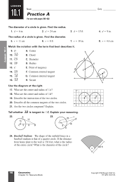 In worksheet on circle we will solve 10 different types of question in circle. Geometry Chapter 10 Worksheets Tangent Elementary Geometry