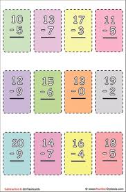 Here are the 15 most popular sets of flash cards: Printable Subtraction Flashcards 0 20 With Free Pdf Number Dyslexia