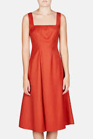 Pinafore Seamed Flare Dress Rust Rust Dress Flare Dress Dresses