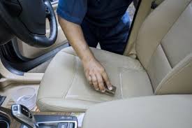 Close Up Of Worker Hand Using A Brush To Clean The Leather Car Seat And Remove Dust Or Dirt Cleaning Car Upholstery Car Upholstery Car Upholstery Cleaner