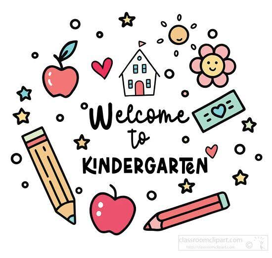 Teacher Clipart-pen line doodle school icons with welcome to kindergarten