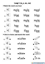 long u words interactive worksheet
