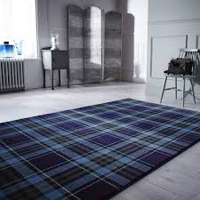 Blue Highland Tartan Rug Inverness Tartan Decor Tartan Carpet Plaid Rug