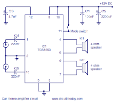 Transistor audio amplifier circuit diagram. Car Stereo Amplifier Circuit Diagram And Schematics Using Tda1553 Ic
