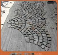 Fan Pattern Meshed, Grey Stone Pavers, Natural Split Paver on Mesh, Grey  Black Stone Cobblestone for Landscaping and Garden