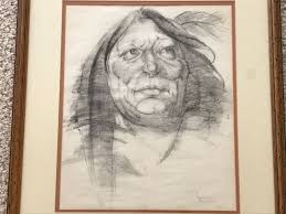 Original Charcoal Drawing Titled 'Wisdom Warrior' By Artist Renée Thompson  (Renée Shared A Studio In Los Angeles With Max Turner)