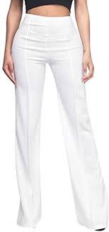 Toimothcn Women S Dress Pants Solid Casual Comfy Wide Leg Palazzo Straight Trousers White Xxl At Amazon Wide Leg Dress Pants Womens Dress Pants Flare Pants