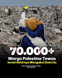 Setelah lebih dari dua tahun menyangkal, militer Israel dilaporkan mulai  mengakui jumlah estimasi sekitar 70.000 warga Gaza tewas sejak genosida  yang dilakukan Israel pada Oktober 2023—angka yang selama ini dilaporkan  Kementerian Kesehatan
