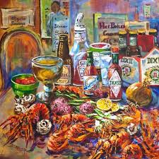 The Seafood Table Free Shipping Boiled Crawfish Louisiana Seafood Tablescape Dixie Crawfish Boil Tabasco New Louisiana Art New Orleans Art Seafood Art
