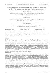 Since its inception in 1987, it has disbursed more than rm2.3 billion in loans malaysia is a country in southeast asia. Pdf Investigating The Effect Of Amanah Ikhtiar Malaysia S Microcredit Program On Their Clients Quality Of Life In Rural Malaysia